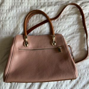 Genuine Leather Valentina Shoulder Cross-Body Bag - Pink and Tan